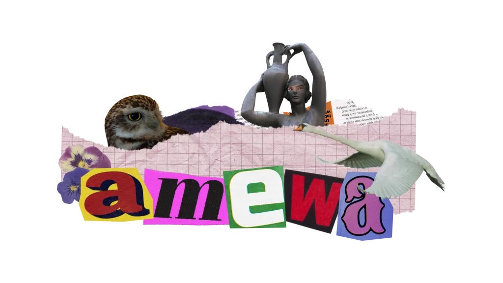 Collage mit Katze, Möwen und antiker Statue – amewa begleitet dich bei deiner SEO Optimierung und Suchmaschinenoptimierung.